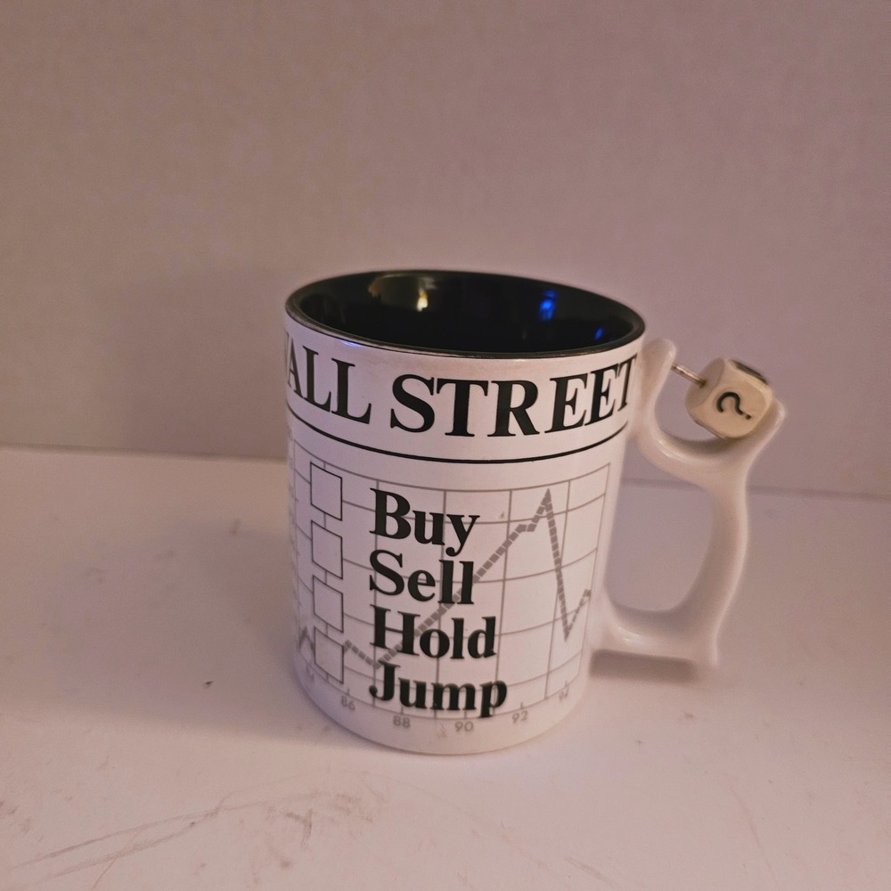 Vintage Wall Street Buy Sell Hold Jump Stock Market Mug with Spinner Trader - Picture 4 of 7